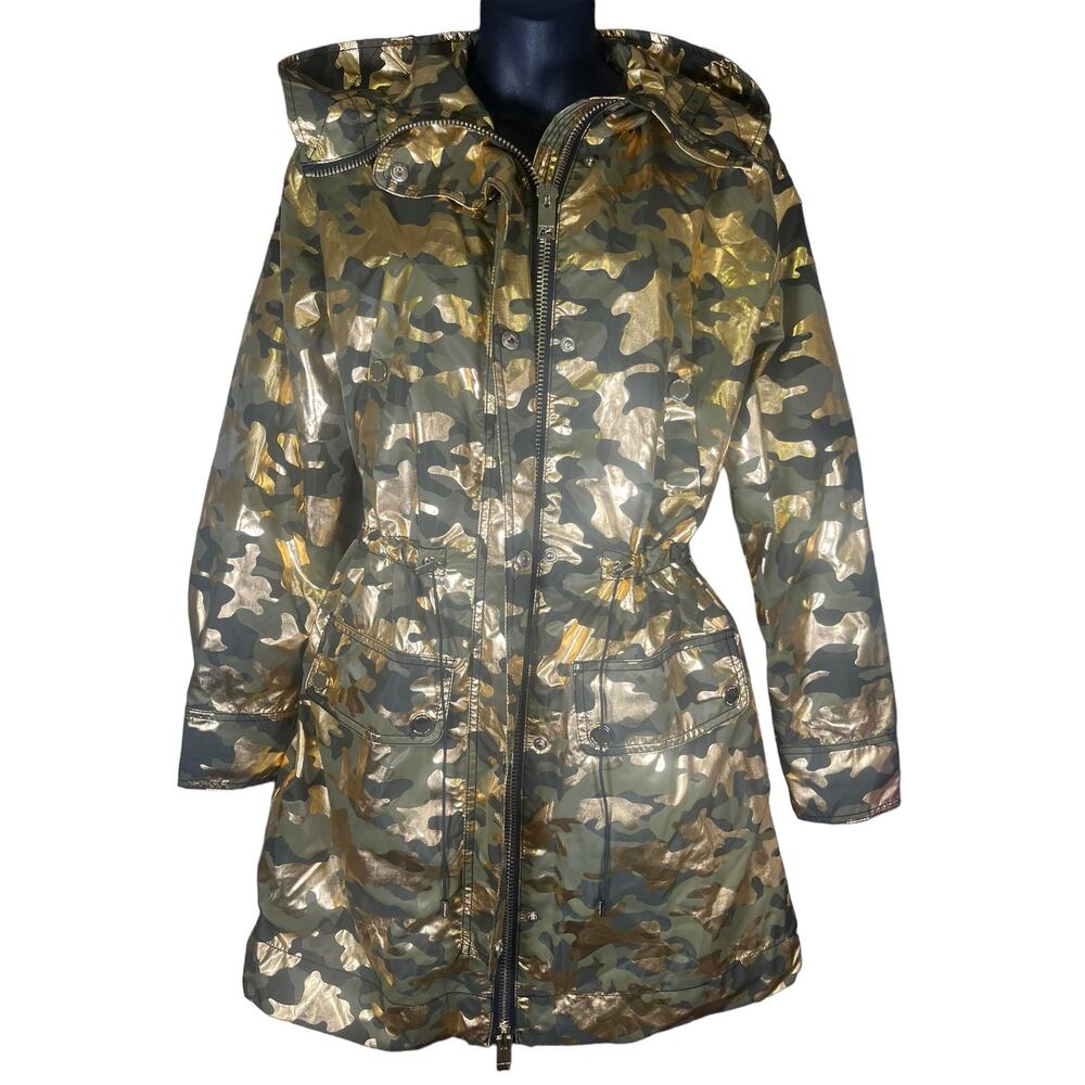 Michael Kors Camouflage And Gold Puffer Jacket With Hood XS